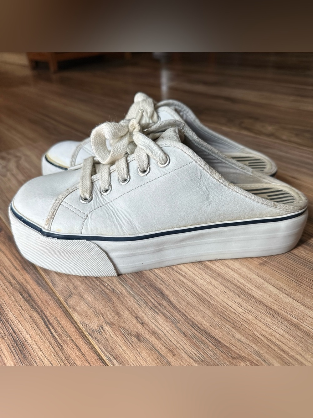Vintage Y2K CITY SNEAKS slip on leather Platform Sneakers White Sz 6.5 Rare HTF